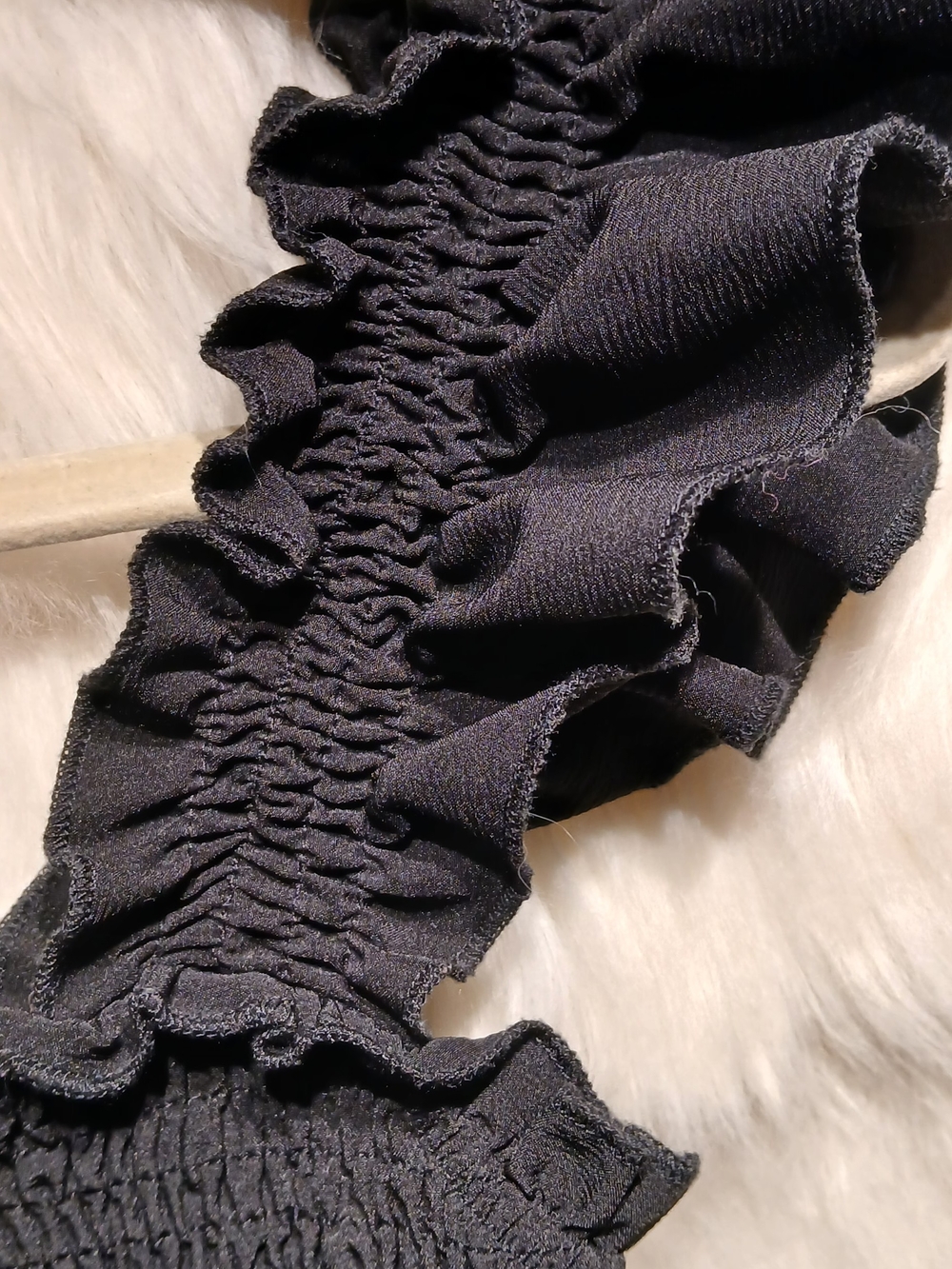 Smocked Black Ruffle Peplum Crop Top - Picture 5 of 7